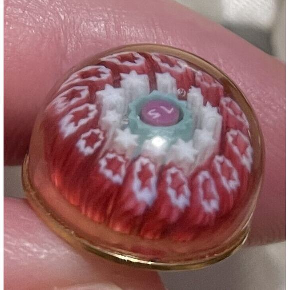 Charles Murat Millefiori Glass Cufflinks Red White Gold Plated x Saint-Louis Col - Picture 10 of 14